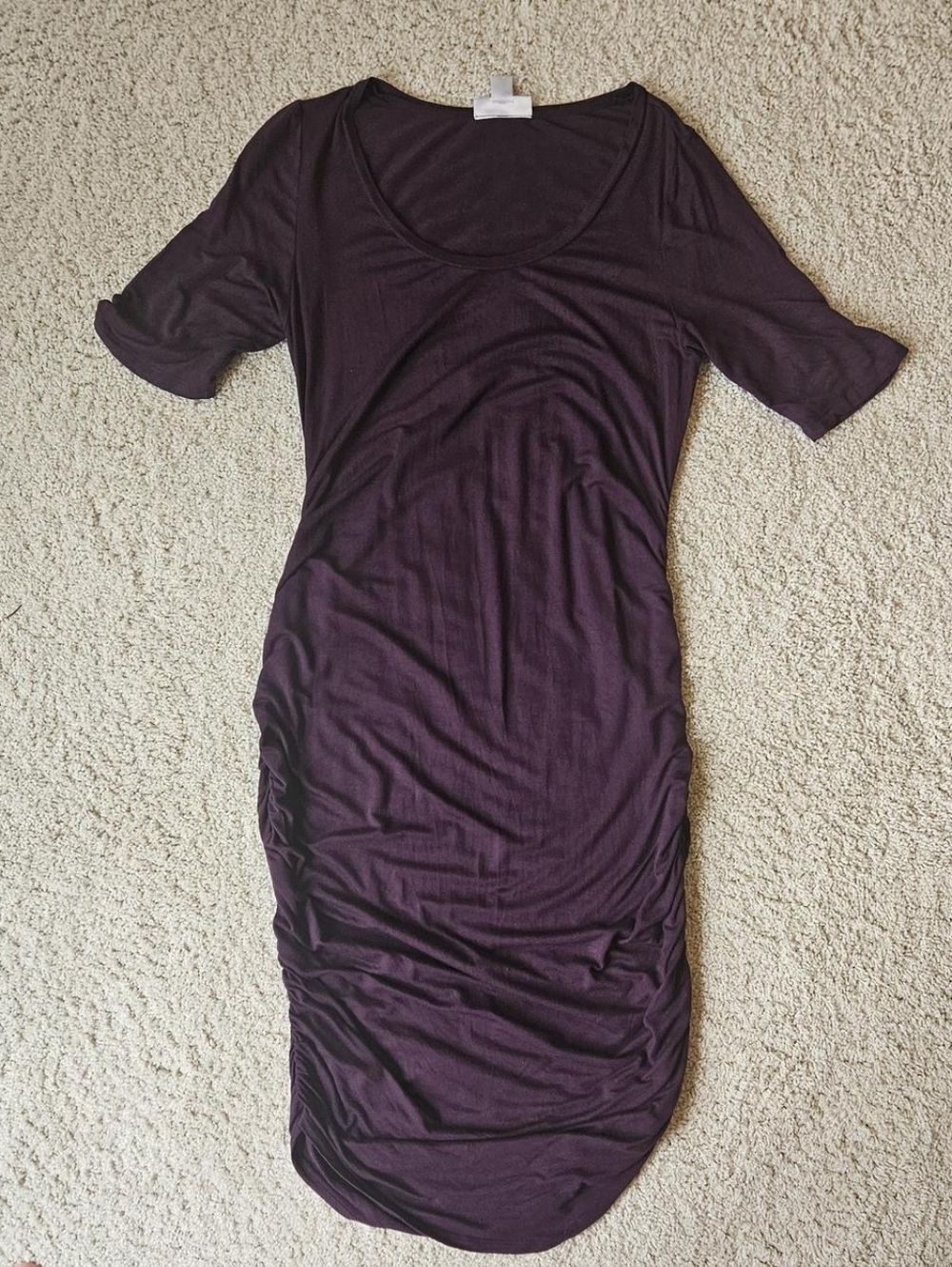 Motherhood Maternity Scoop Neck Ruched Dress - Plum